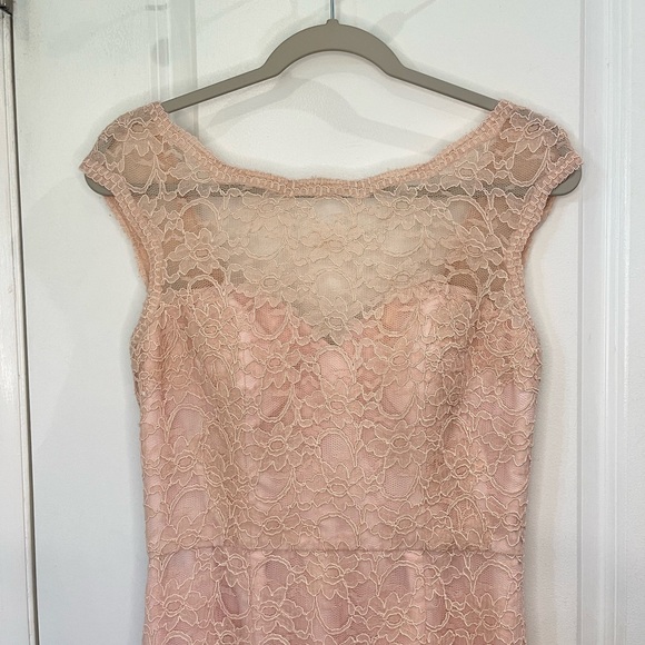 Morilee by Madeline Garner Sleeveless Lace Maxi DressSz 12 Blush Fit & Flare - Picture 3 of 16